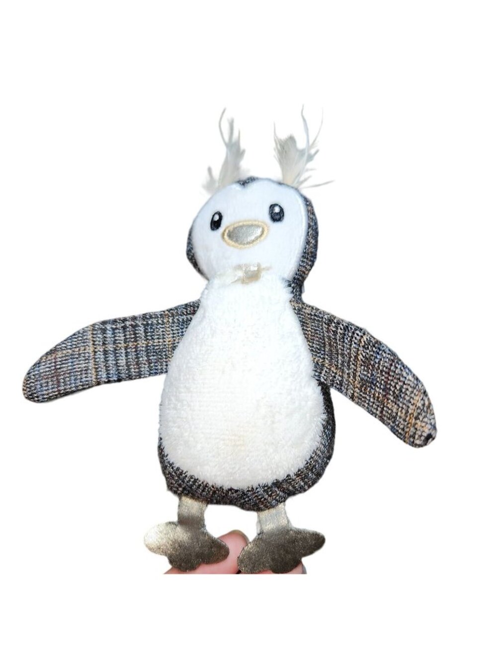 Plaid Plush Penguin Stuffed Animal Feathers Fuzzy Belly Toy 6 Inches Super Cute